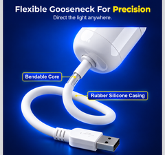 Flexible USB Galaxy Projector Night Light with 6 Interchangeable HD Slides | 360° Adjustable Gooseneck, Dimmable Brightness & Adjustable Focus | Galaxy & Warm Light Modes for Bedroom, Kids’ Room, Car and Gifting