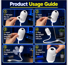 Flexible USB Galaxy Projector Night Light with 6 Interchangeable HD Slides | 360° Adjustable Gooseneck, Dimmable Brightness & Adjustable Focus | Galaxy & Warm Light Modes for Bedroom, Kids’ Room, Car and Gifting