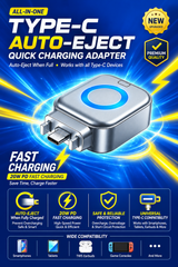 Type-C Auto-Eject Charging Separator, Universal Compatibility Auto Cut on Full Charge, Multi-Protection Safety, Works with All Type-C, Overcharge Protection, Wide Device Compatibility
